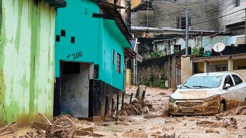 This handout picture released by Sao Sebastiao City Hall shows the damage caused by heavy rains in ...