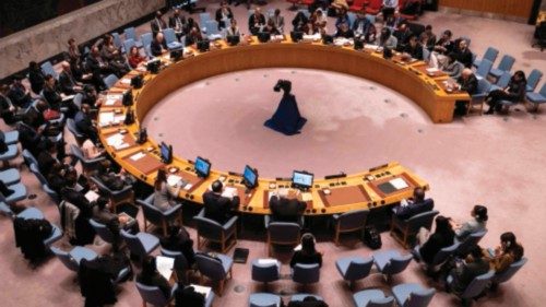 A general view shows a United Nations Security Council meeting on the situation in the Middle East, ...