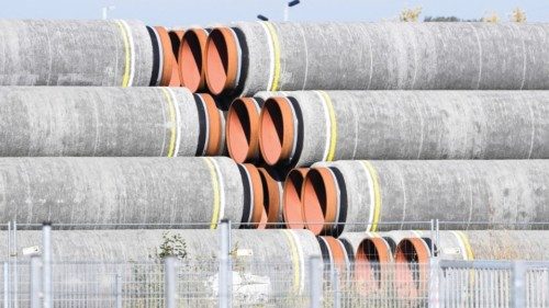 FILE PHOTO: Pipes for the Nord Stream 2 gas pipeline in the Baltic Sea, which are not used, are seen ...