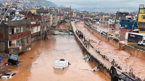 A view of flood waters in Sanliurfa, southeastern Turkey on March 15, 2023. - Flash floods killed at ...
