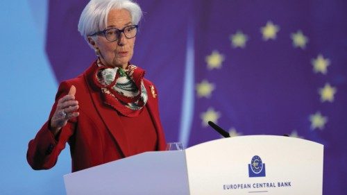 epa10526668 European Central Bank (ECB) President Christine Lagarde addresses a press conference ...