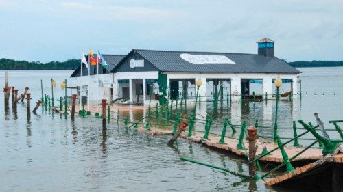 View of a dock destroyed by an earthquake in Puerto Bolivar, Machala, Ecuador, taken on March 19, ...