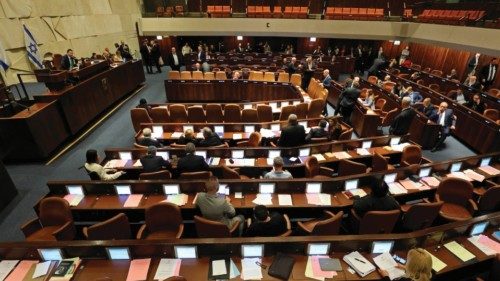 A general view shows a session at the parliament, Knesset, in Jerusalem on March 20, 2023. (Photo by ...