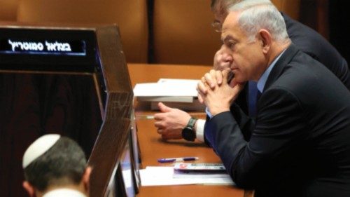 epa10536862 Israeli Prime Minister Benjamin Netanyahu attends a voting session on judicial reform ...