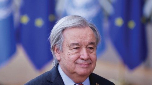 United Nations Secretary General Antonio Guterres attends the European Union leaders summit in ...