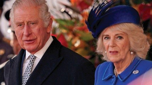 (FILES) In this file photo taken on November 22, 2022 Britain's King Charles III and Britain's ...