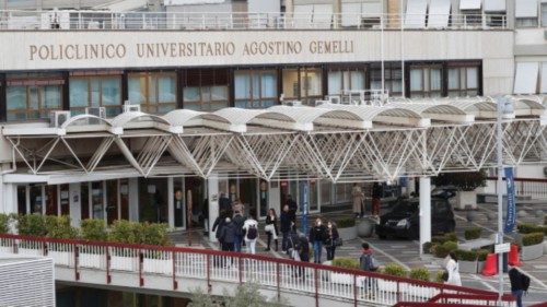 A general view of the Gemelli Hospital where Pope Francis is hospitalised for a respiratory ...