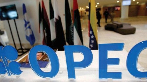 FILE PHOTO: The OPEC logo pictured ahead of an informal meeting between members of the Organization ...