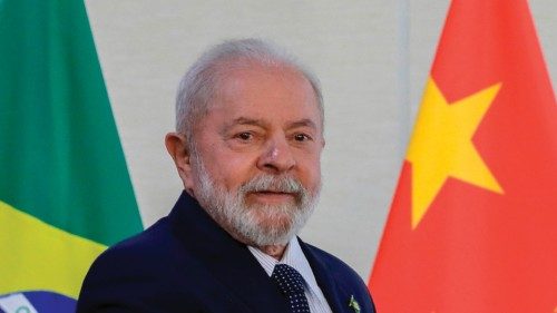 (FILES) In this file photo taken on February 3, 2023, Brazil's President Luiz Inacio Lula da Silva ...