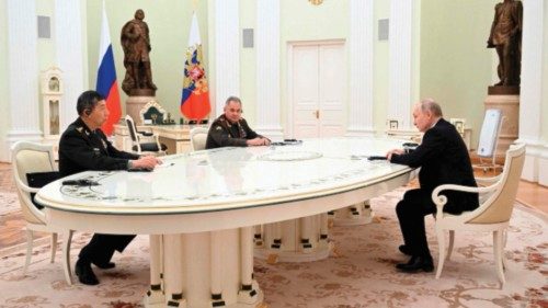 Russian President Vladimir Putin and Russian Defence Minister Sergei Shoigu meet with Chinese ...