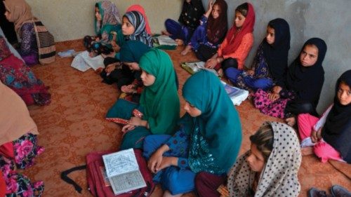 TOPSHOT - In this photograph taken on June 7, 2022, Afghan girls study inside a one-classroom ...