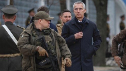 NATO Secretary-General Jens Stoltenberg visits the Wall of Remembrance to pay tribute to killed ...