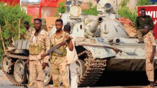 Sudanese army soldiers, loyal to army chief Abdel Fattah al-Burhan, man a position in the Red Sea ...