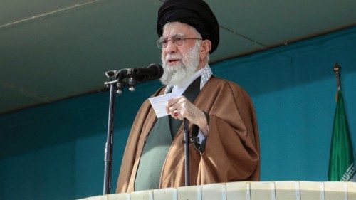 A handout picture provided by the Iranian supreme leader's office on April 22, 2023 shows the ...
