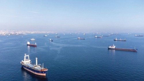 FILE PHOTO: FILE PHOTO: Commercial vessels including vessels which are part of Black Sea grain deal ...