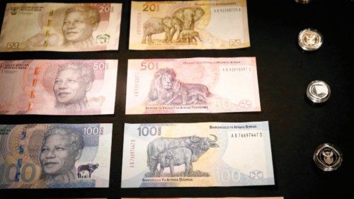 Newly upgraded South African Rand banknotes depicting former South African president Nelson Mandela ...