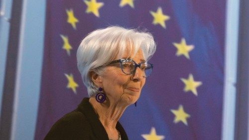 European Central Bank (ECB) President Christine Lagarde addresses a press conference on the ...