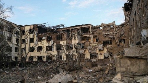 A view shows a building heavily damaged by a Russian missile strikes, amid Russia's attack on ...