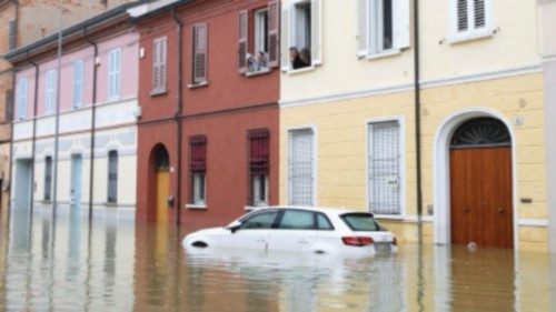 FILE PHOTO: A view shows a flooded street after heavy rains hit Italy's Emilia Romagna region, in ...