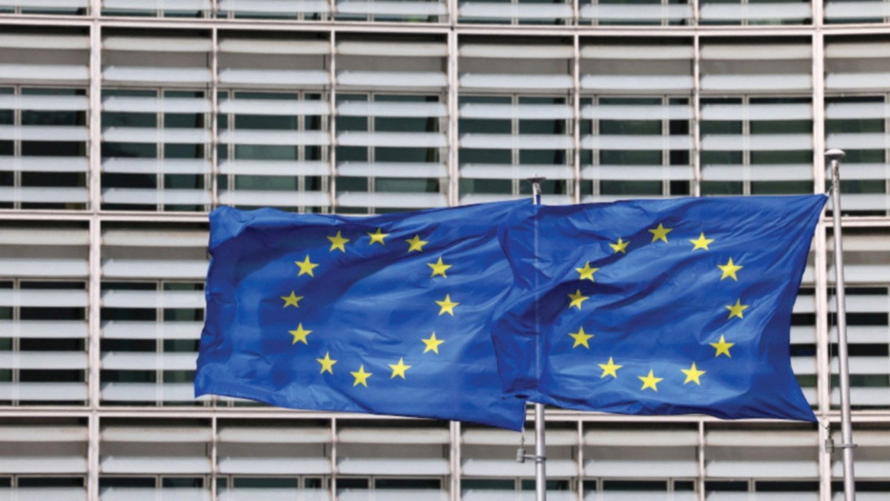 FILE PHOTO: European flags fly outside the European Commission headquarters in Brussels, Belgium ...