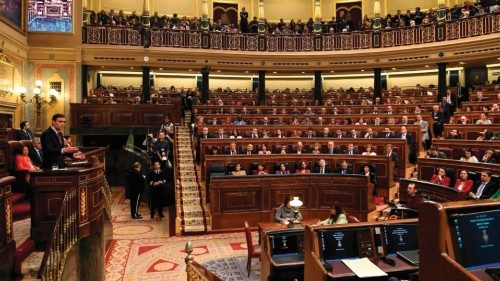 (FILES) Spanish caretaker Prime Minister, socialist Pedro Sanchez, delivers a speech during a ...