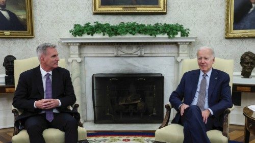 FILE PHOTO: U.S. President Joe Biden hosts debt limit talks with U.S. House Speaker Kevin McCarthy ...