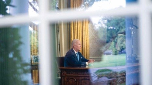 epa10669772 US President Joe Biden addresses the nation on averting default and the Bipartisan ...