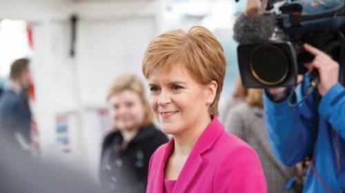 epa10685444 (FILE) - SNP leader Nicola Sturgeon makes a statement in Edinburgh, Scotland, Britain, ...