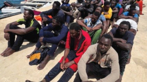 Migrants rescued by the Libyan Coast Guards in the Mediterranean Sea arrive in Garaboli, Libya June ...