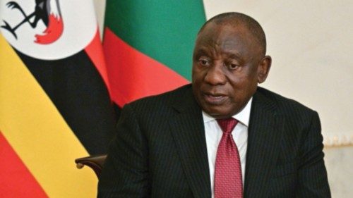 South African President Cyril Ramaphosa attends a meeting with Russian President Vladimir Putin in ...