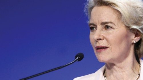 European Commission President Ursula von der Leyen addresses the opening session on the first day of ...