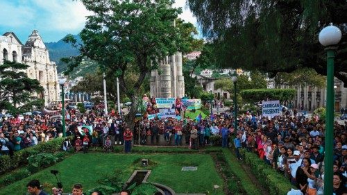 Supporters of the Guatemalan presidential candidate for the Movimiento Semilla party, Bernardo ...