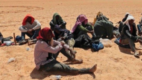 Migrants from sub-Saharan African countries who claim to have been abandoned in the desert by ...