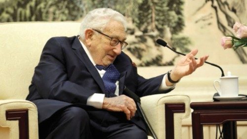 FILE PHOTO: Former U.S. Secretary of State Henry Kissinger speaks during a meeting with Chinese ...