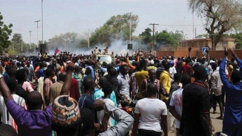 FILE PHOTO: Nigerien security forces launch tear gas to disperse pro-junta demonstrators gathered ... FILE PHOTO: Nigerien security forces launch tear gas to disperse pro-junta demonstrators gathered ...