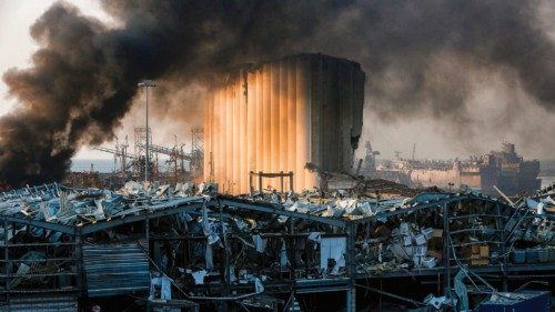 (FILES) This picture shows a destroyed silo following a massive explosion at Beirut's port on August ...