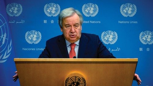 CORRECTION / UN Secretary-General Antonio Guterres speaks about climate change at UN headquarters in ...
