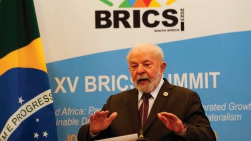 President of Brazil Luiz Inacio Lula da Silva conducts a press conference following the conclusion ...
