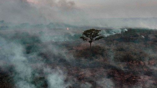 (FILES) Aerial view of a forest fire in Porto Jofre, Pantanal, Mato Grosso state, Brazil, on ...