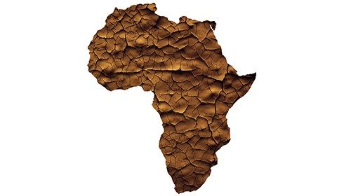 Africa map drought or waterless concept isolated on white
