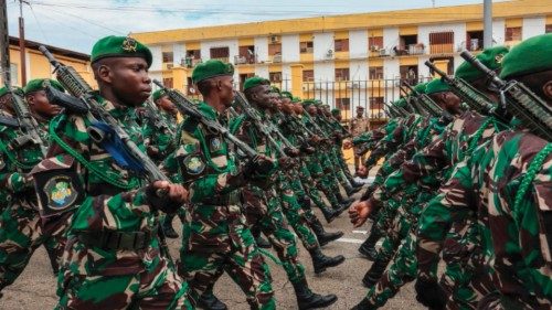 TOPSHOT - Members of the Republican Guard take part in the military parade in honour of General ...