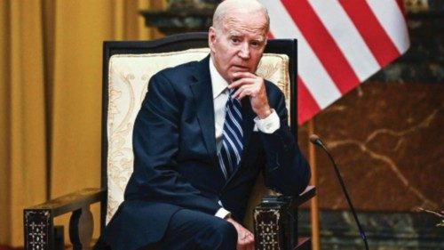 epa10855380 US President Joe Biden speaks during a meeting with Vietnam's President Vo Van ...