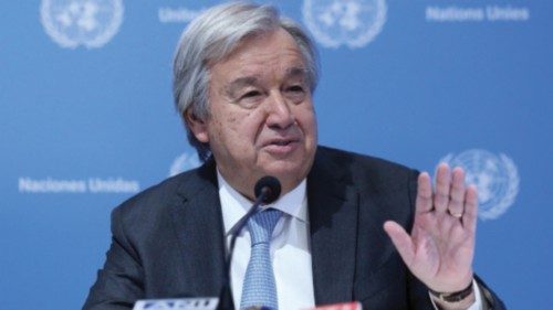 epa10848812 United Nations Secretary General Antonio Guterres addresses a press conference ahead of ...