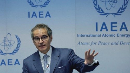 FILE PHOTO: International Atomic Energy Agency (IAEA) Director General Rafael Grossi attends a news ...