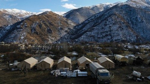 An Azerbaijani military tent camp is set up after the transfer of the Kalbajar region to ...