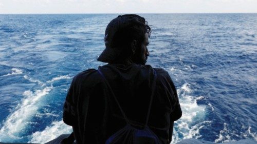 A migrant looks out to sea on the Geo Barents migrant rescue ship, operated by Medecins Sans ... A migrant looks out to sea on the Geo Barents migrant rescue ship, operated by Medecins Sans ...