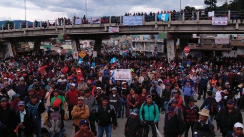 TOPSHOT - Indigenous people block a road during a protest demanding the resignation of Attorney ...