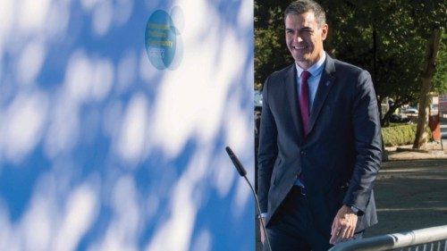 epa10901187 Spain's acting Prime Minister Pedro Sanchez arrives to attend the third meeting of the ...