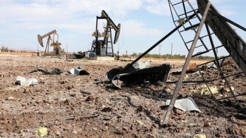 epa10904064 Installations at the Al-Suwaidiya oil field show severe damage following an alleged ... epa10904064 Installations at the Al-Suwaidiya oil field show severe damage following an alleged ...