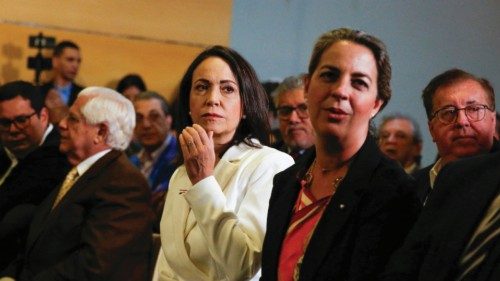 Venezuelan opposition leader Maria Corina Machado attends a event to receive the credential as ...
